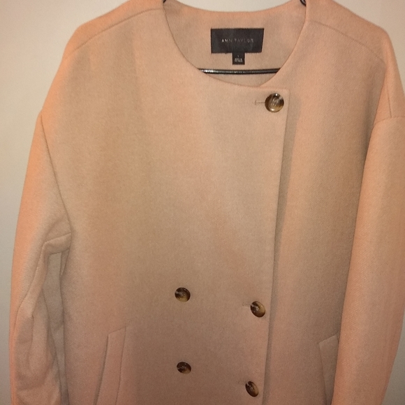 NWOT $258 Ann Taylor Size Large Wool Blend Oversized Crew Neck Coat Tan - Picture 10 of 11